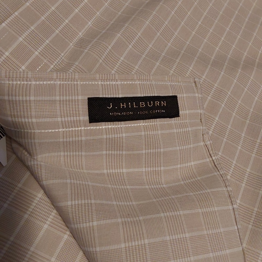J Hilburn Men's Long Sleeve Button Down‎ Designer Brown & White Dress Shirt 16.5 - Picture 3 of 6